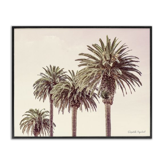Stupell Industries Coastal Tropical Palm Trees Sun Bleached Summer Sky Black Framed Giclee Art, 30 x 24, by Elizabeth Urquhart