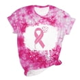 thumbnail image 5 of Lolmot Plus Size Tops for Women Casual Summer Breast Cancer Awareness Shirt Pink Ribbon Print Short Sleeve Crewneck Tops, 5 of 5