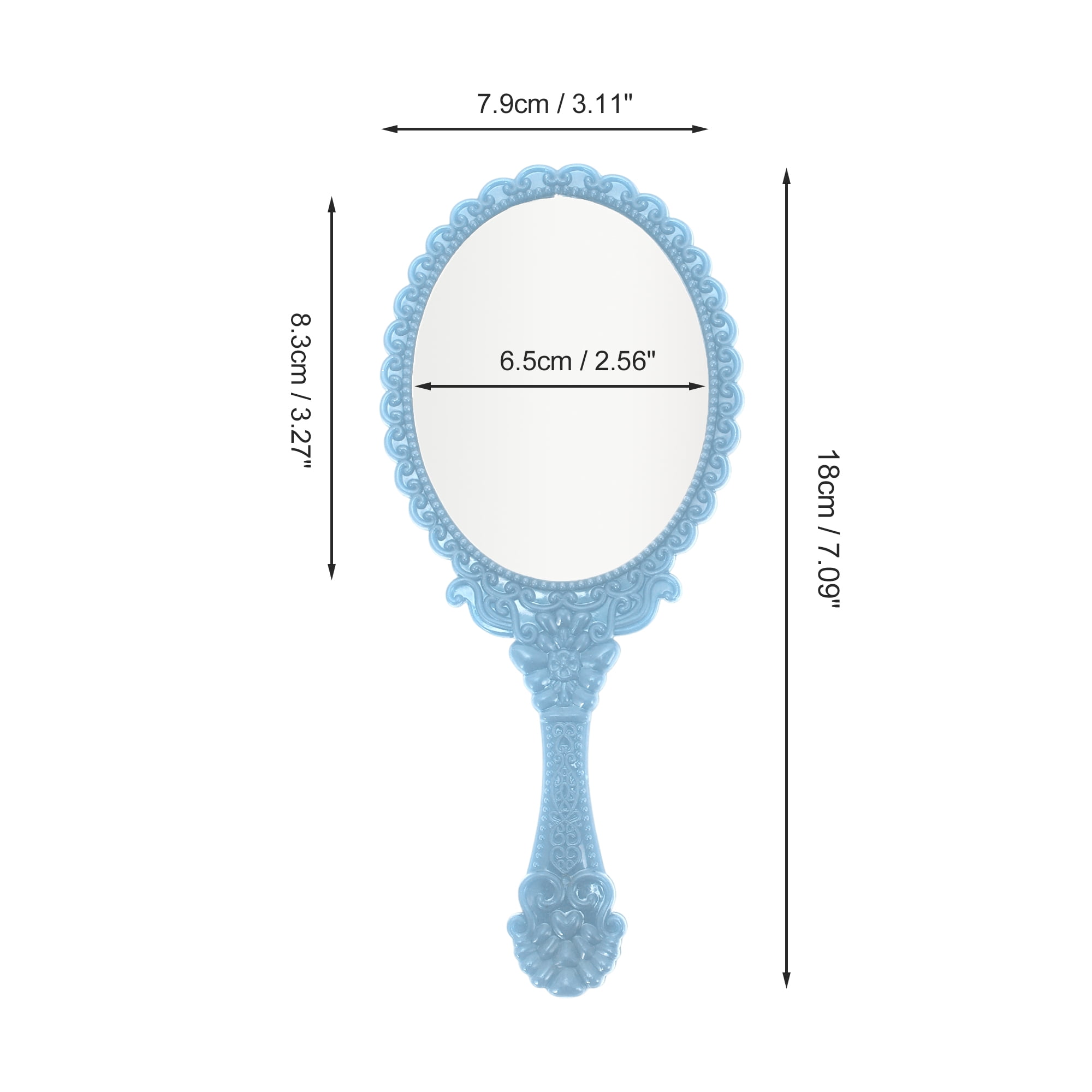 Unique Bargains 2pcs Delicate Handheld Mirror for Personal Grooming and Travel Sky Blue