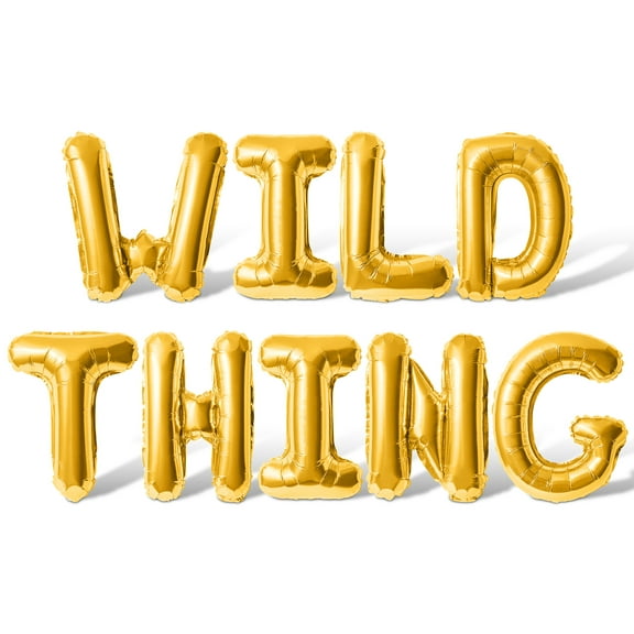 Letter Balloons - WILD THING 16" Inch Alphabet Letters Foil Mylar Balloon Birthday Party Banner (Gold)