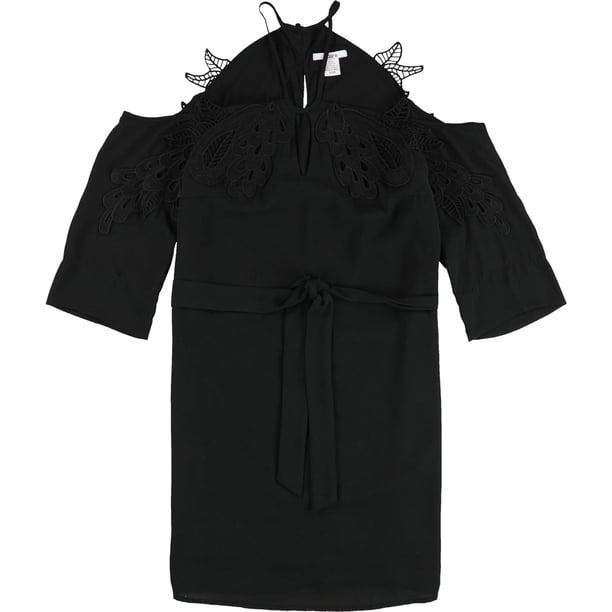 Vestido con hombros descubiertos bar III con apliques de encaje para mujer negro grande