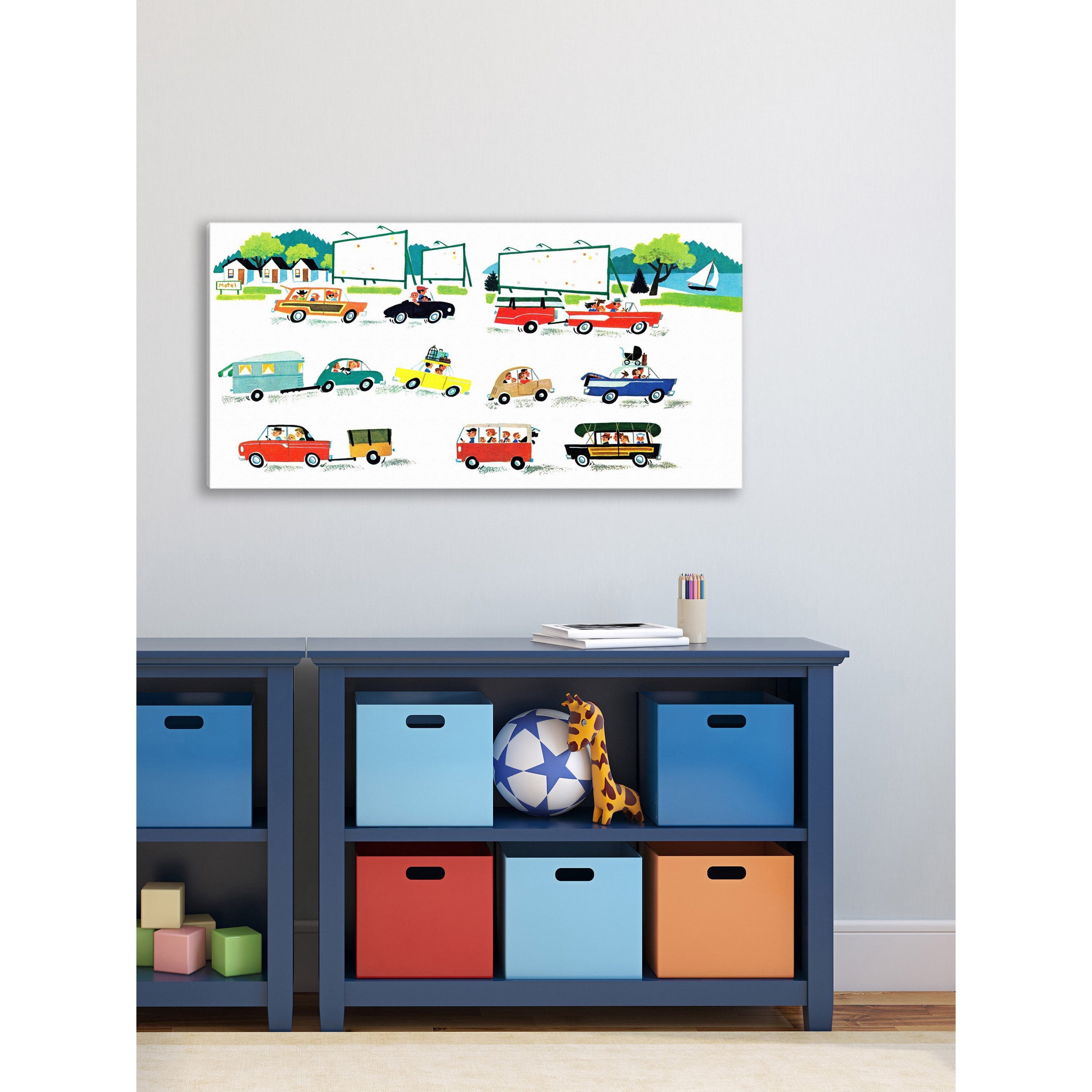MARMONT HILL  'Cars' by Curtis Painting Print on Canvas - Multi-Color 36 x 18