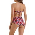 thumbnail image 3 of INSPIRE CHIC Women's Floral Print Bandeau Bikini Sets, 3 Piece Tie Back Swimwear Triangle Bottoms Bathing Suits X-Small Red, 3 of 5
