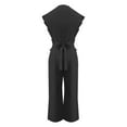 thumbnail image 6 of Wycnly Womens Jumpsuits Plus Size Empire Waist Business Long Jumpsuits Overalls Trendy Solid V-Neck Sleeveless Maxi Summer Rompers Black xl, 6 of 6