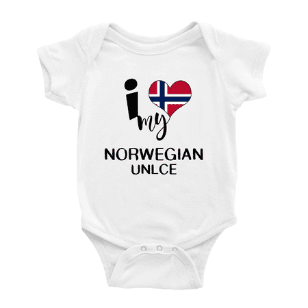 

I Heart My Norwegian Unlce Norway Love Flag Infant Romper Baby Bodysuit (White 18-24 Months)
