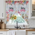 thumbnail image 3 of Swag Valance Curtains for Windows, Spring Gnomes Light Filtering Kitchen Curtains with Rod Pocket, Farmhhouse Floral Botanical Blue Plaid Window Treatment Valances for Living Room, 28x36 - 2 PCS, 3 of 9