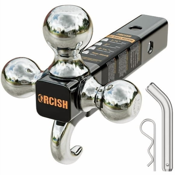 Orcish Trailer Hitch Tri-Ball Mount With Hook & Pin Trailer Ball Size 1-7/8"" 2"" And 2-5/16"" Fit 2 Inch Hitch Receiver 2/3 In 1 Ball Truck Hitch Tow Hitch