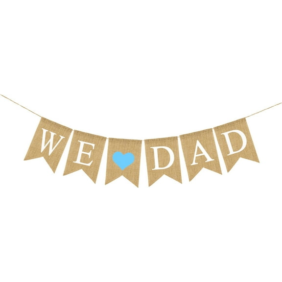 WE DAD Letters Bunting Banner Blue Heart Burlap Banner Linen Swallowtail Father's Day Decor Pull Flag Party Supplies