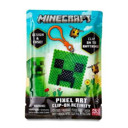 Way To Celebrate Minecraft Pixel Art Clip on Activity Creeper, Plastic Beads, Easter Party Favor