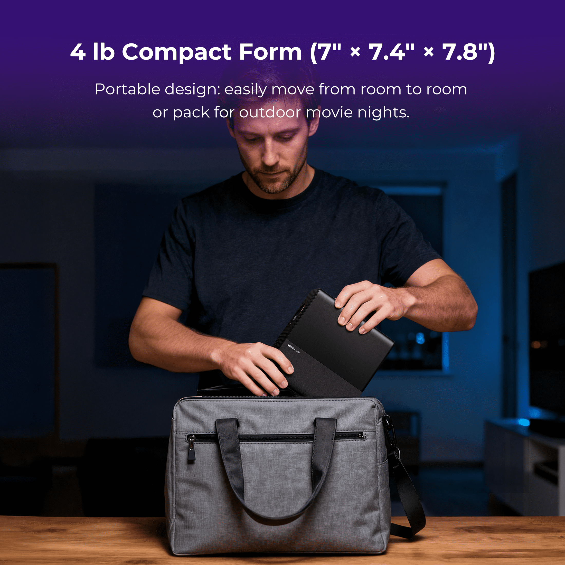 VANKYO Performance H500R Native 1080P Portable Projector, Built-in Roku TV, Full HD 5G Wifi & Bluetooth Outdoor Movie Projector, Auto-Focus & Auto-Keystone