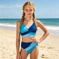 thumbnail image 2 of Ymyiu Swimsuit for Girls Girls 2 Piece Swimsuit Ruched Ruffle Trim Bikini Sets Adjustable Straps Bathing Suit for Teen Girls Size 11-12 Years (Blue,11-12 Years), 2 of 4