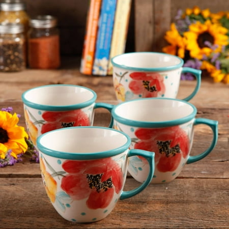 The Pioneer Women Flea Market Vintage Bloom 16 oz Coffee Cup, Set of (Best Coffee Cup Design)