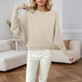 thumbnail image 2 of Womens Tops Casual Pullover Sweaters Y2K Cropped Knit Back to School Outfits Oversized Batwing Sleeve Pullover Sweater Soft Knitted Turtleneck Top Casual Winter Fashion Comfortable Yarn Knit, 2 of 4