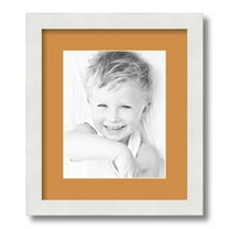 ArtToFrames 12x14 Matted Picture Frame with 8x10 Single Mat Photo Opening Framed in 1.25 Satin White Frame and 2 Amber Mat (FWM-3966-12x14)
