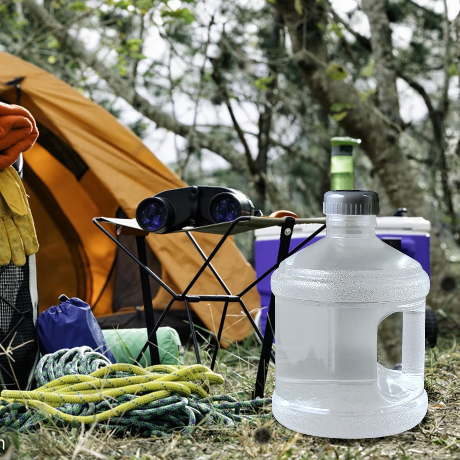 0.8/1.3 Gallon Water Jug with Handle - Portable Big Water Bottle for Sports & Camping - Transparent BPA-Free Container with Leakproof Cover (101/170oz)