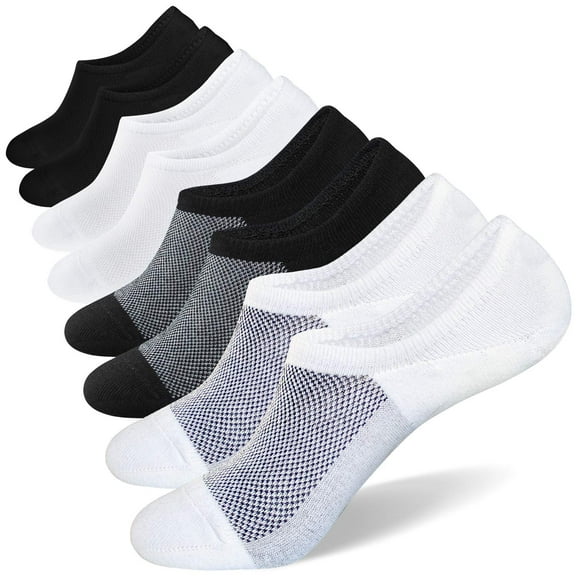 SIXDAYSOX Socks for Men No Show 8 Pairs Shoe Size 5-8 Mesh Knit Low Cut Ankle Socks with Non Slip Grid for Flat Loafer Sneakers