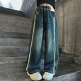 thumbnail image 2 of Ruyang Kids Girls Wide Straight Leg Jeans Y2K Vintage Skinny Ripped High Waist Hip Hop Denim Pants Teen Cute Preppy Trousers, 2 of 9