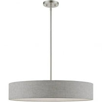 5 Light Large Drum Pendant in Timeless Style-13.5 inches Tall and 26 inches Wide-Brushed Nickel/Shiny White Finish Bailey Street Home 218-Bel-4829086