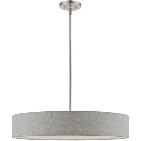 5 Light Large Drum Pendant in Timeless Style-13.5 inches Tall and 26 inches Wide-Brushed Nickel/Shiny White Finish Bailey Street Home 218-Bel-4829086