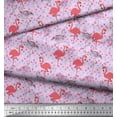 thumbnail image 2 of Soimoi Georgette Viscose Fabric Dots & Flamingo Bird Printed Craft Fabric by The Yard 42 Inch Wide, 2 of 3
