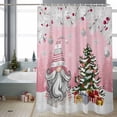 thumbnail image 2 of Pink Christmas Bathroom Shower Curtain Dwarf Present Xmas Ball Snowflake Winter Waterproof Washable Shower Curtains for Bathtub Bath Decor with Grommets and Hook 66 X 72 Inch, 2 of 8