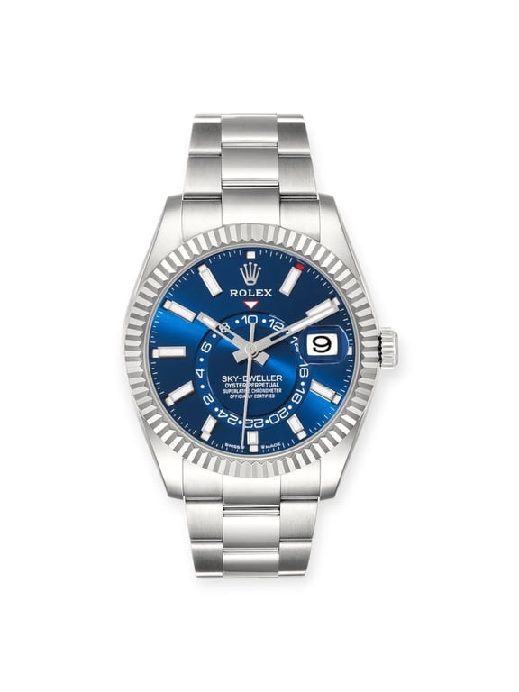 Pre-Owned Rolex Sky-Dweller 336934 Steel White Gold Blue Dial Mens Watch