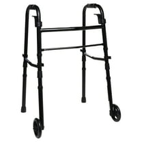 Equate Folding Walker with 5" Wheels, Black, 350 lb Limit