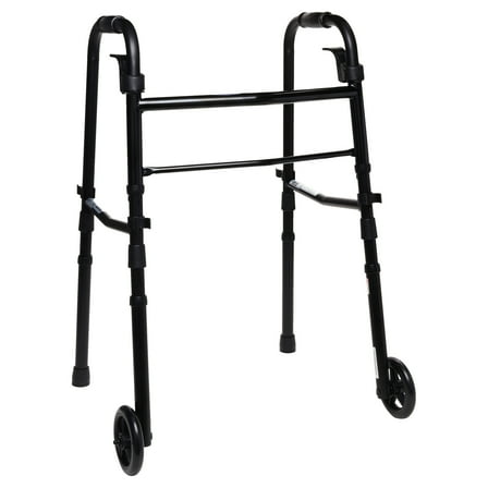 Equate Folding Walker with 5" Wheels, Black, 350 lb Limit