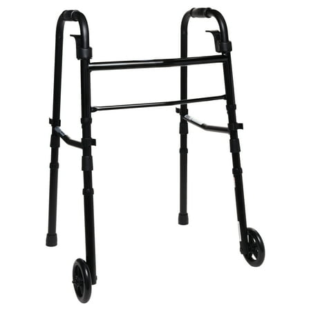 Equate Folding Walker with Wheels  Black