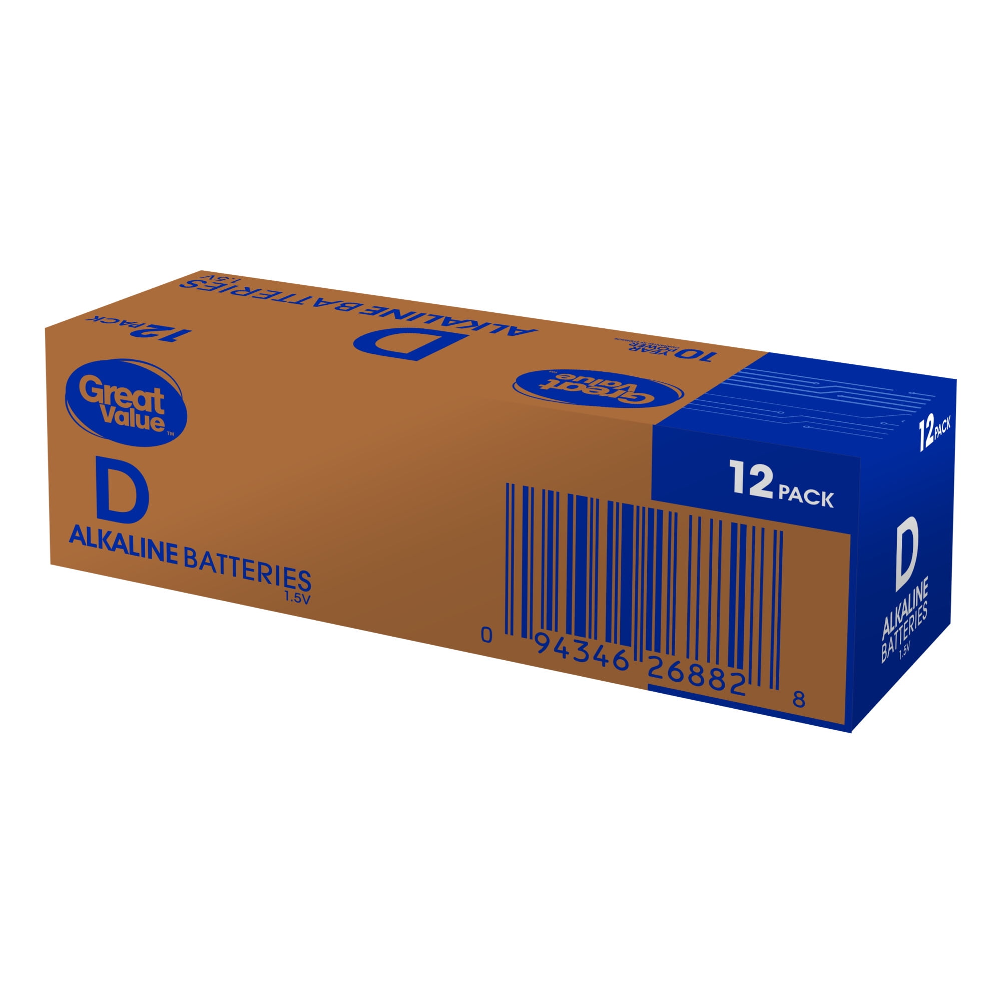 Great Value Alkaline D Batteries (12 Pack)