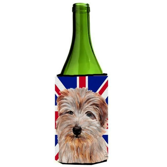 Norfolk Terrier With English Union Jack British Flag Wine bottle sleeve Hugger - 24 Oz.