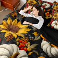thumbnail image 4 of Homewish Autumn Pumpkin Sunflower 7pcs Bedding Comforter Set,Rustic Berry Queen Bedding Sets,Hello Fall Queen Sheet Sets For Adults,Microfiber Bedroom Decor Reversible, 4 of 8
