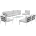 thumbnail image 1 of Modern Contemporary Urban Design Outdoor Patio Balcony Eight PCS Sectional Sofa Set, White, Rattan, 1 of 7