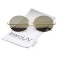 thumbnail image 1 of zeroUV Unisex Modern Thin Metal Frame Brow Bar Colored Mirror Lens Round Sunglasses 59mm (Gold / Gold Mirror) - 59mm, 1 of 5