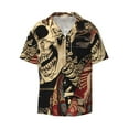 thumbnail image 3 of Cauagu Gothic Eastern Floral Skull Men's Short Sleeve Button Down Hawaiian Shirt for Men Bowling Shirts Casual Summer Beach Shirt,3X-Large, 3 of 6