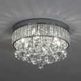 thumbnail image 4 of 6-Light Crystal Chandelier, Semi Flush Mount Round K9 Crystal Raindrop Ceiling Lighting Fixture D14 X H9.5 for Living Room Hallway Dining Room, G9 Bulbs Base (Silver), 4 of 9