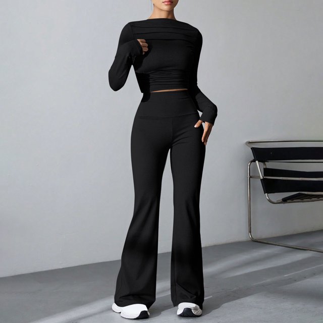 Qertyioot Women's Spring and A Utumn Style Commuting Fashion Casual Knitted Set Two Piece Set