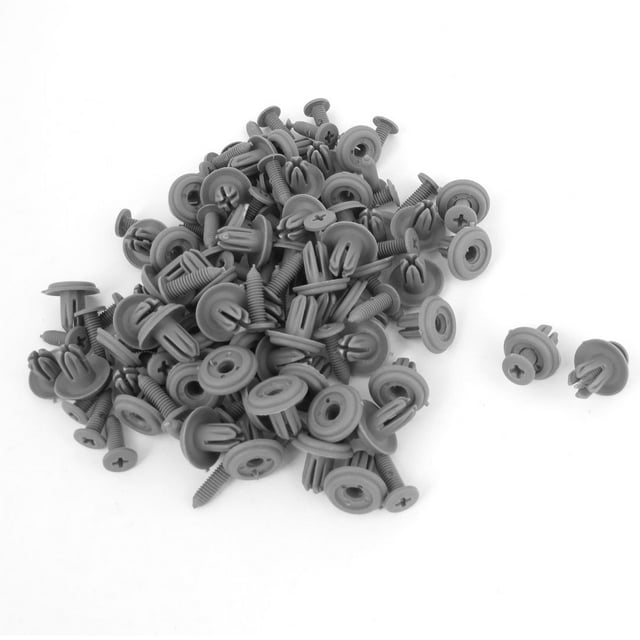 100Pcs Gris Clips Remaches de Parachoques Guardabarros 10mm Grapa 6,3mm Agujero