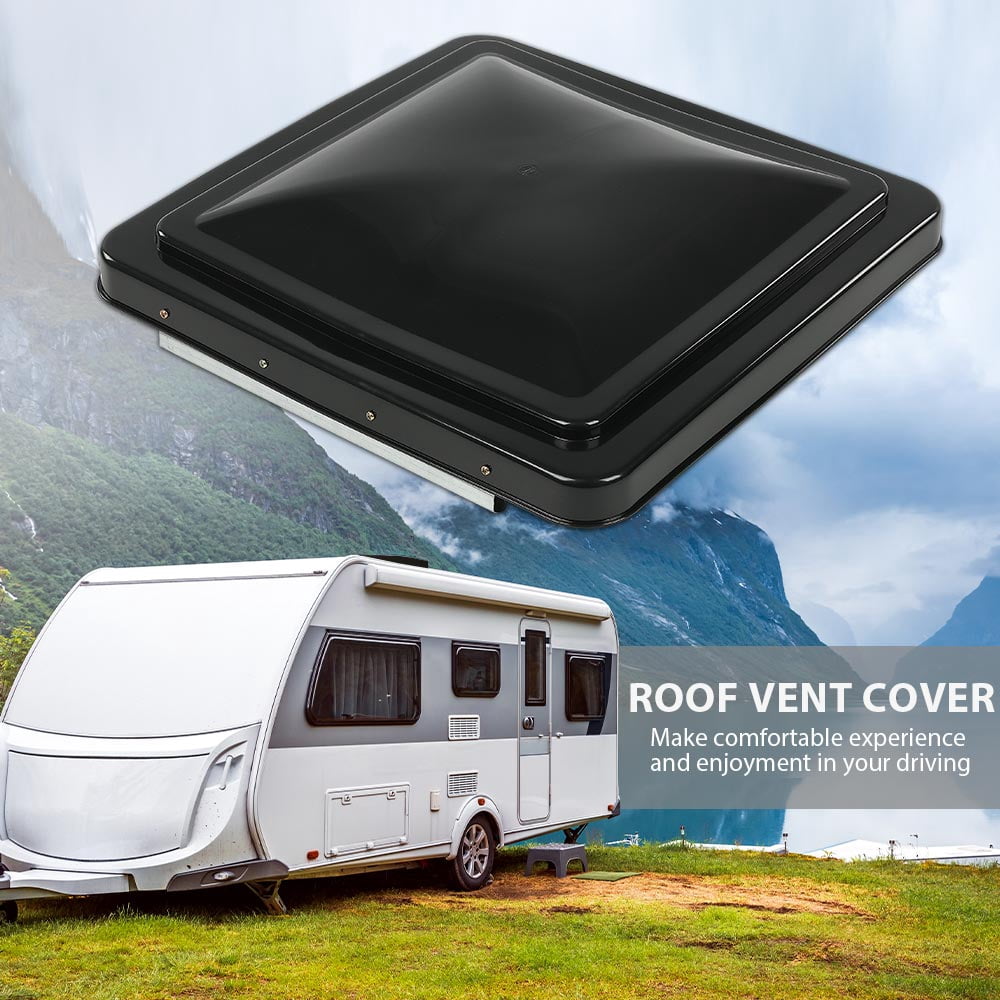 PIT66 New White 14" x 14" Replacement Roof Vent Cover Camper RV Trailer Ventline 2 Pcs Black Fit for Ventline pre-2008 and Elixir Style Pin 1994 and Newer (Accessories not assembled)
