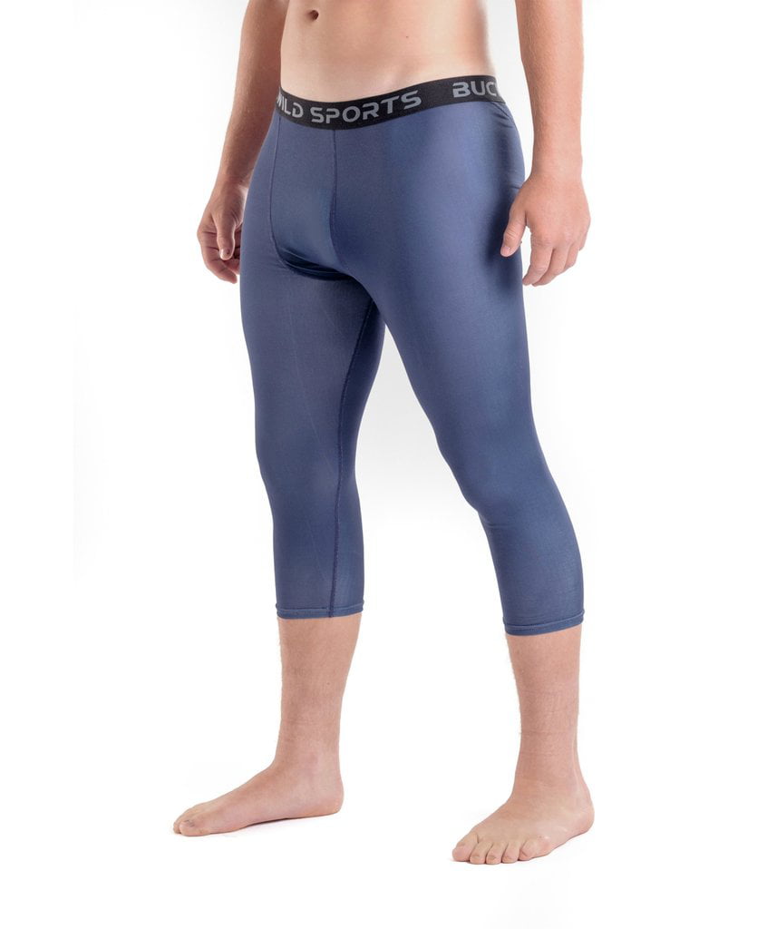 Men's Compression 3/4 Tights Basketball Athletic Under Base Layer Gym Bottoms 