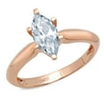 thumbnail image 4 of 1 ct Marquise Cut Simulated Blue Diamond Solitaire 18K Rose Gold Womens Engagement Ring, 4 of 5