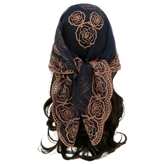 TELOLY Bandanas for Women,Girly Style Green Bandana,Travel Headwear Polyester Bandana,Navy