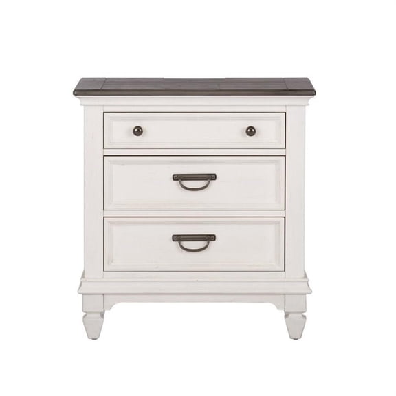 Allyson Park White Night Stand w/ Charging Station