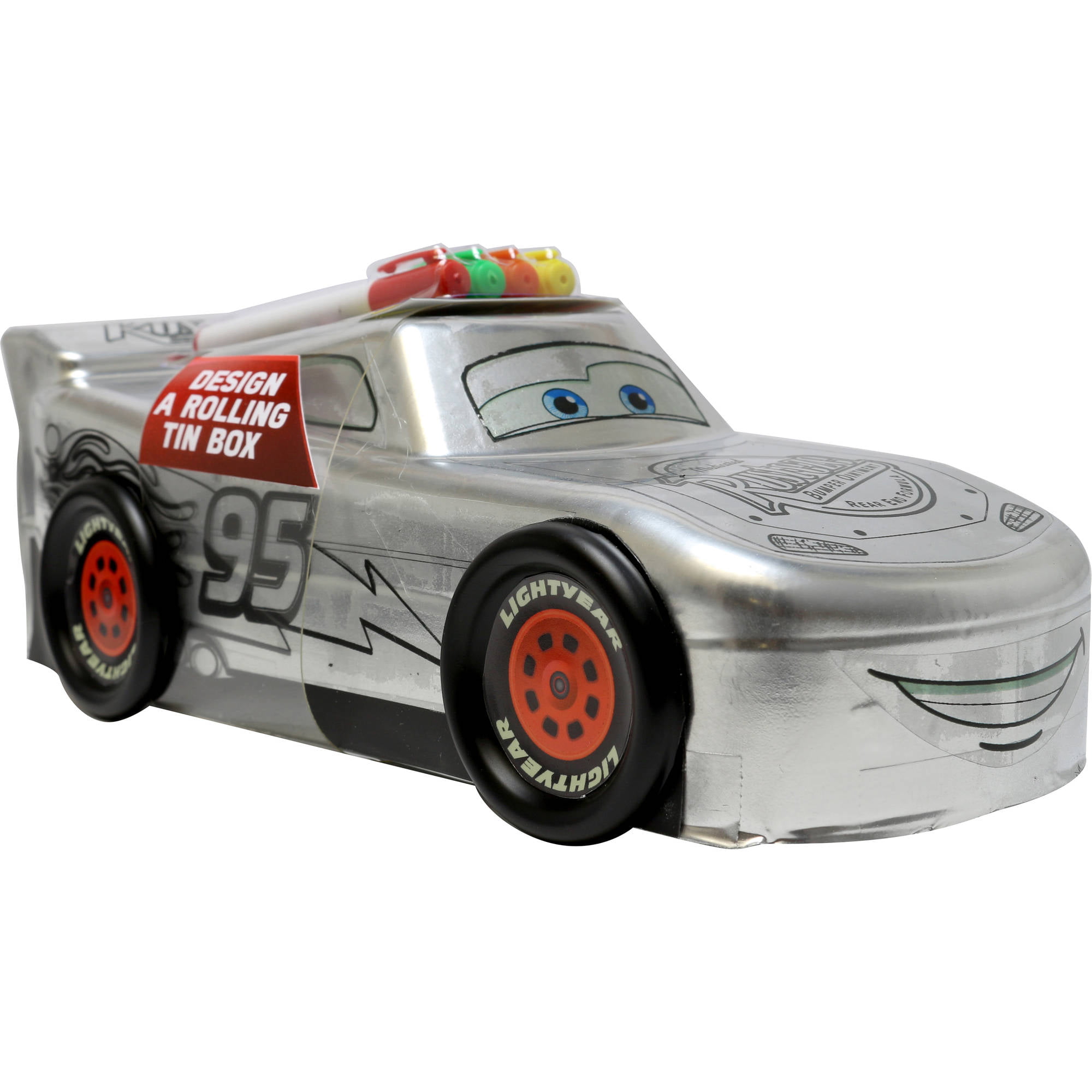 Cars Lightening McQueen Disney Metal Tin Box Kids Free Tracking New Collectible 