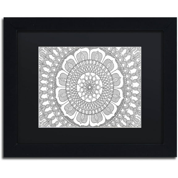 Trademark Fine Art "Flower Mandala" Canvas Art by Hello Angel, Black Matte, Black Frame