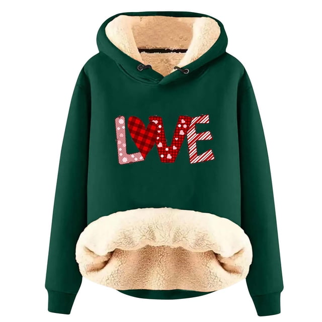 Aqestyerly Femmes Col Rond Valentine'S Day Funy Imprimé en Vrac à Manches Tops Mode Sweat à Capuche