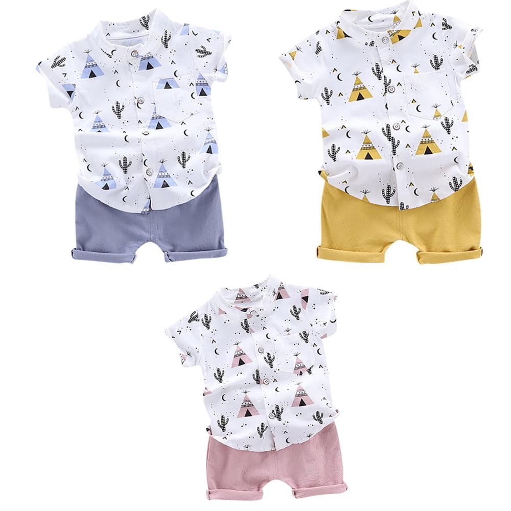 2pcs Cactus Print Short-sleeve Baby Set