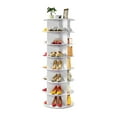 thumbnail image 1 of KFFKFF 7 Tiers Rotating Shoe Rack Tower, 360° Spinning Shoe Rack, Revolving Storage Round Carousel Display, Freestanding Lazy Susan Organizer Display, White, 1 of 9
