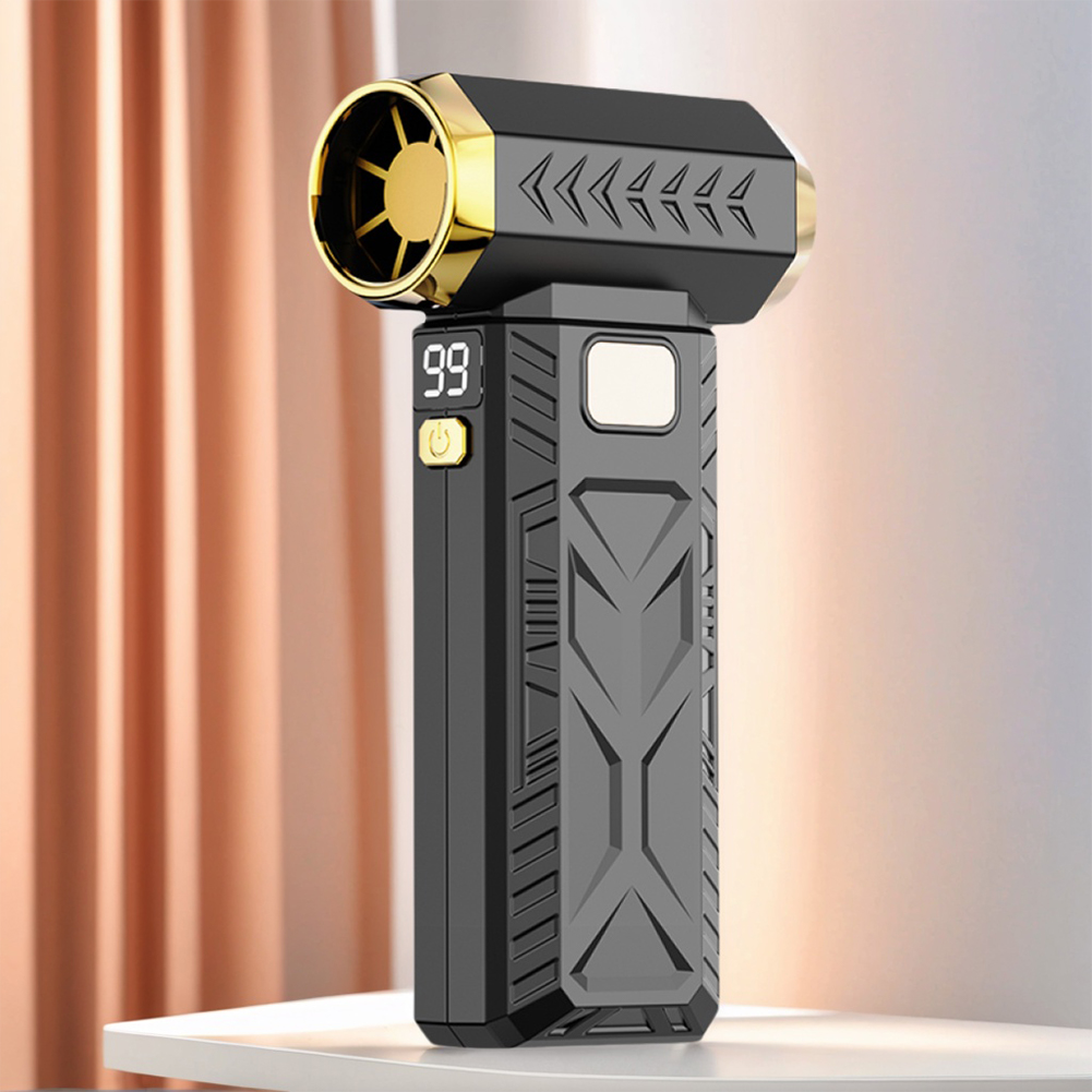 HUISZJ Mini Fan, Adjustable Wind Speed Electric Air Duster, Rechargeable Violent Blower with Light (Black)