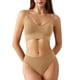 thumbnail image 1 of Conjunto de lencería sin costuras de 2 piezas con cuello en V para mujer: sujetador sin relleno y tanga, poliéster, color liso, estilo sexy/casual, adecuado para primavera/verano, 1 of 8